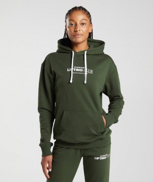 Gymshark Social Club Oversized Hoodie Hoodies Olijfgroen | 79XDOAMIJ