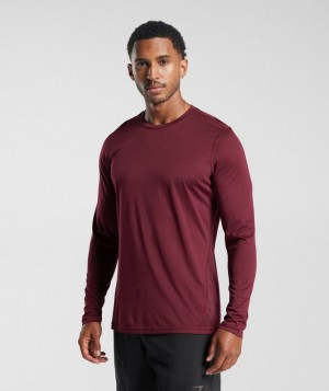 Gymshark Sport Long Sleeve T-Shirt Long Sleeve Top Plum Pink/Black Marl | 38ASPIZQH