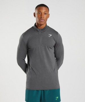 Gymshark Sport Seamless 1/4 Zip Pullovers Silhouette Grey/Black | 52XKMLTVG