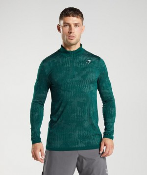 Gymshark Sport Seamless 1/4 Zip Pullovers Groen | 14RPHVICM