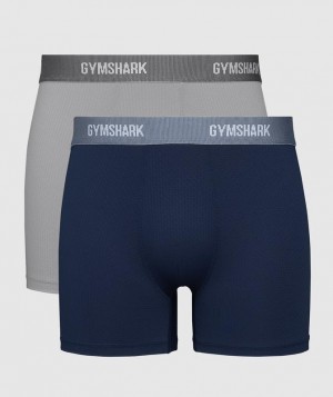 Gymshark Sports Tech Boxer 2 PK Ondergoed Grijs | 69ADYTRHI