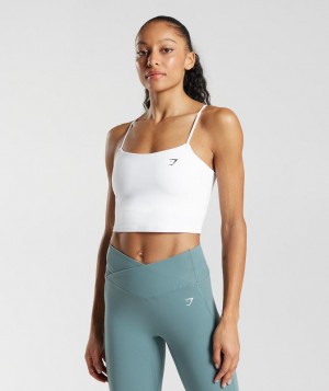 Gymshark Strappy Crop Cami Tank Crop Tops Wit | 71JESZMBY