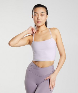 Gymshark Strappy Crop Cami Tank Sleeveless Top Iced Lilac | 90LGOUJXT