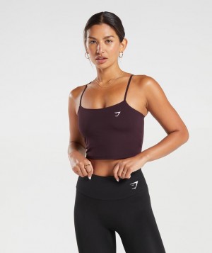 Gymshark Strappy Crop Cami Tank Tanktop Bruin | 46AJCLRXB