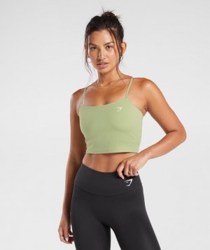 Gymshark Strappy Crop Cami Tank Tanktop Lichtgroen | 94IWYUNTC