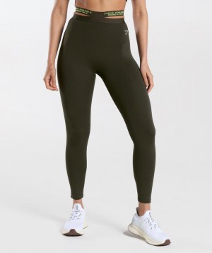 Gymshark Strappy Waistband Leggings Leggings Diepolijfgroen Groen | 29RXSMYVL