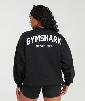 Gymshark Strength Department Graphic Oversized Sweatshirt Pullovers Zwart | 52KVWCRQZ