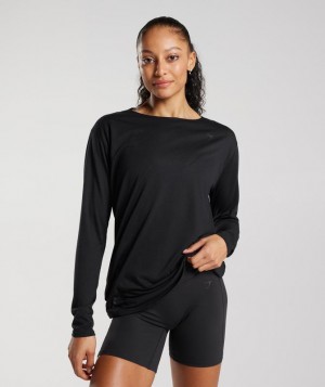 Gymshark Super Soft Cut-Out Long Sleeve Top Long Sleeve Top Zwart | 70WCLDXZE