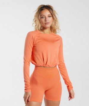 Gymshark Sweat Seamless Long Sleeve Crop Top Crop Tops Oranje | 07HJAOSZX