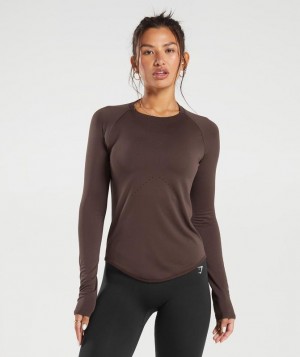 Gymshark Sweat Seamless Long Sleeve Top Long Sleeve Top Bruin | 48SKGCOFY