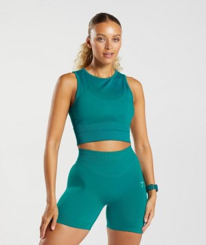 Gymshark Sweat Seamless Midi Tank Tanktop Rich Teal | 56OSFHCGV