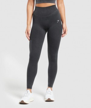 Gymshark Sweat Seamless Washed Leggings Leggings Zwart | 28QUVIGNL