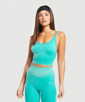 Gymshark Sweat Seamless Washed Midi Tank Tanktop Blauw | 59LBINHMX