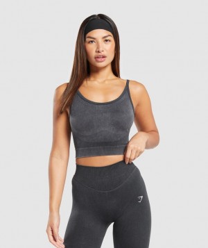 Gymshark Sweat Seamless Washed Midi Tank Tanktop Zwart | 43LGCSNVP