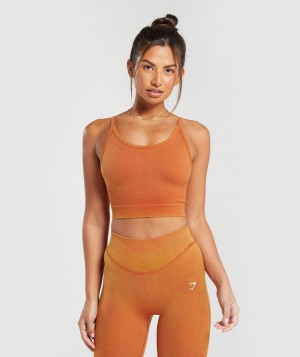 Gymshark Sweat Seamless Washed Midi Tank Tanktop Oranje | 27YQRUSZC