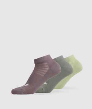 Gymshark Trainer Socks 3pk Sokken Groen | 17HRQEMDO