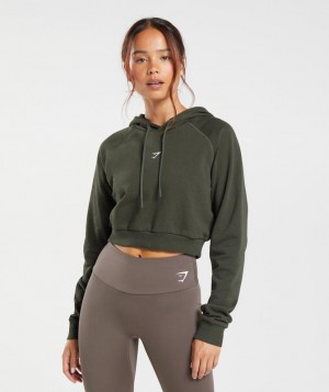 Gymshark Training Crop Hoodie Hoodies Diepolijfgroen Groen | 09UMODIAC