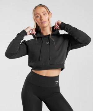 Gymshark Training Cropped Hoodie Pullovers Zwart | 47KHFTRYL