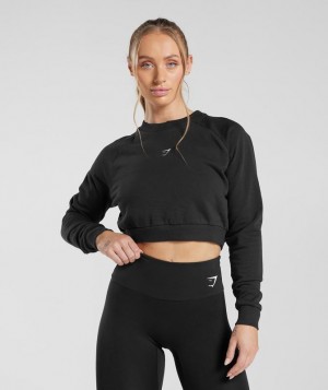 Gymshark Training Cropped Sweater Pullovers Zwart | 87RESWIVA