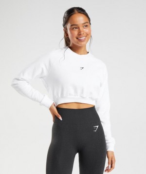 Gymshark Training Cropped Sweater Pullovers Wit | 34IQYFLHM