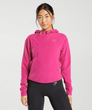 Gymshark Training Fleece 1/4 Zip Pullovers Roze | 04POJAKID