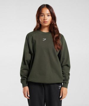 Gymshark Training Oversized Fleece Sweatshirt Pullovers Diepolijfgroen Groen | 36NGSCEYW