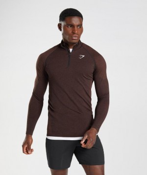 Gymshark Vital 1/4 Zip Pullovers Cherry Brown/Black | 64DFSNBAE