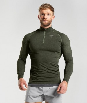 Gymshark Vital 1/4 Zip Pullovers Core Olive/Black | 89QHDNSGI