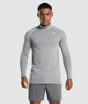 Gymshark Vital Light 1/4 Zip Pullovers Charcoal Marl | 75CJHMNTU