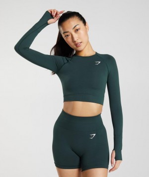 Gymshark Vital Seamless 2.0 Crop Top Crop Tops Groen | 10HQZULWK