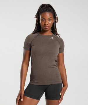 Gymshark Vital Seamless 2.0 Light T-Shirt T-Shirts Bruin | 60CJOPGSX