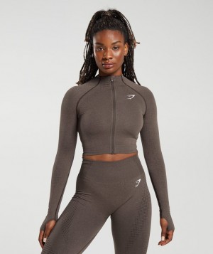 Gymshark Vital Seamless 2.0 Midi Zip Up Jacket Jackets / Outerwear Bruin | 20PDATRNX