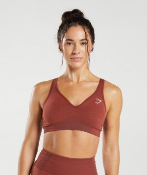 Gymshark Vital Seamless 2.0 V Neck Sports Bra Sports Bras Rood | 45FWBXHOE