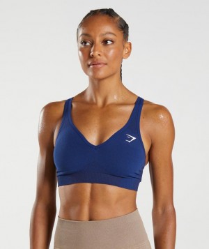 Gymshark Vital Seamless 2.0 V Neck Sports Bra Sports Bras Blauw | 07LCDBIAH