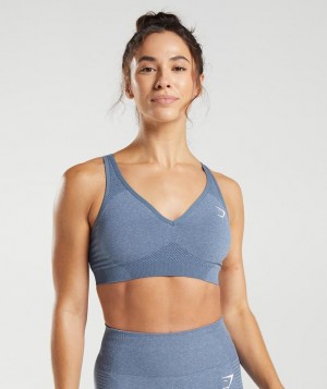 Gymshark Vital Seamless 2.0 V Neck Sports Bra Sports Bras Blauw | 67IQENFLR