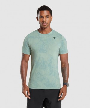 Gymshark Washed Seamless T-Shirt T-Shirts Blauw | 27NTZGROK