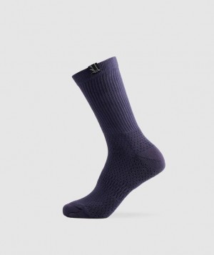 Gymshark Whitney Tab Crew Socks 1pk Sokken Indigo Donkerblauw | 20QKIWCZJ