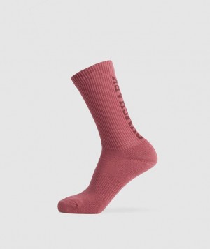 Gymshark Wordmark Crew Socks Sokken Soft Berry | 28PZHBFID