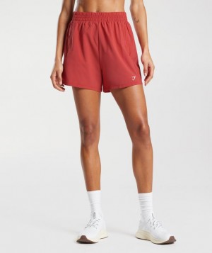 Gymshark Woven Pocket Shorts Korte Broek Rood | 17KNCSMTE