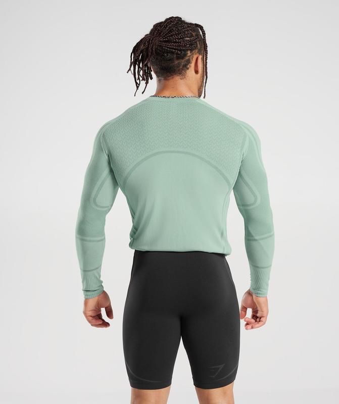 Gymshark 315 Seamless Long Sleeve T-Shirt Long Sleeve Top Frost Teal/Ink Teal | 07ZXVQJAY