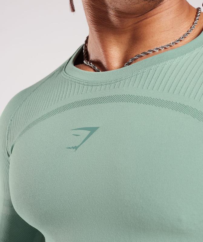 Gymshark 315 Seamless Long Sleeve T-Shirt Long Sleeve Top Frost Teal/Ink Teal | 07ZXVQJAY