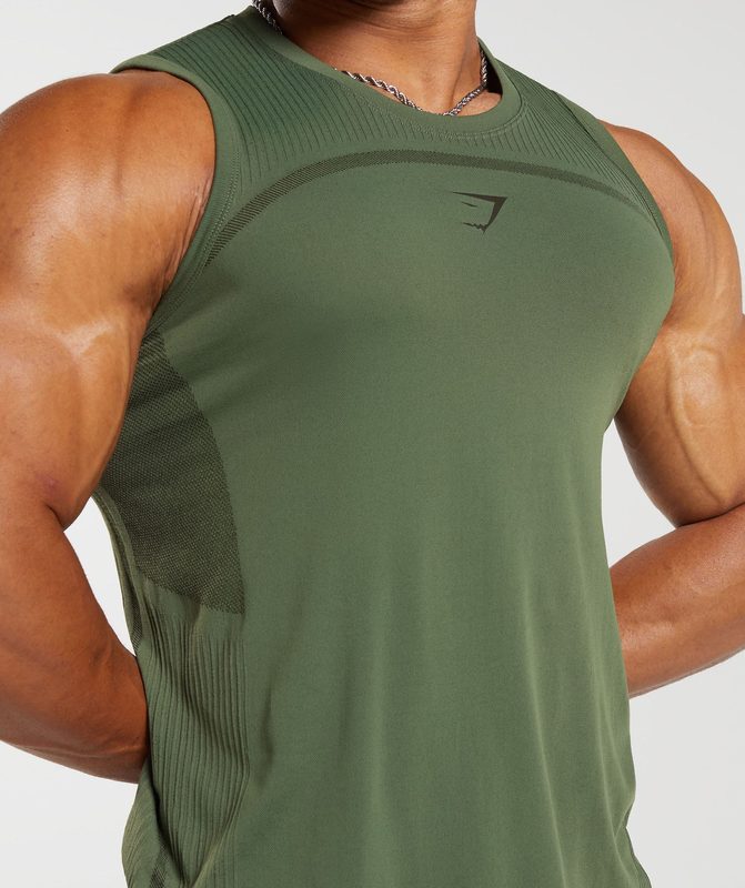 Gymshark 315 Seamless Tank Tanktop Olijfgroen Groen | 13RCXUMBT