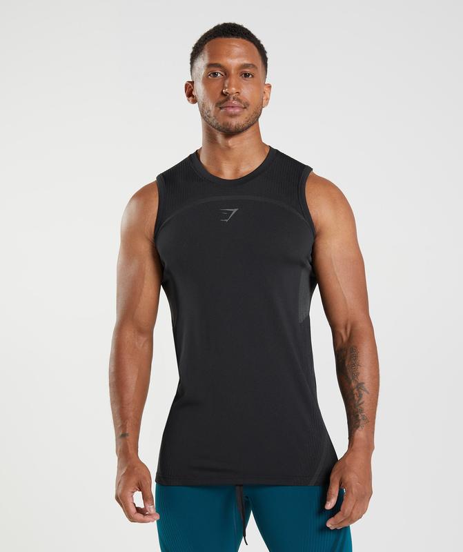 Gymshark 315 Seamless Tank Tanktop Zwart | 57OTUIJAX