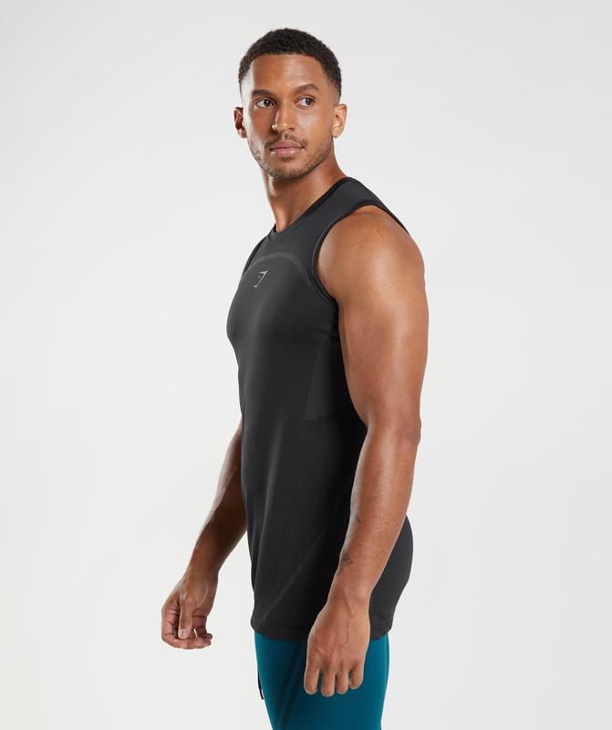 Gymshark 315 Seamless Tank Tanktop Zwart | 57OTUIJAX