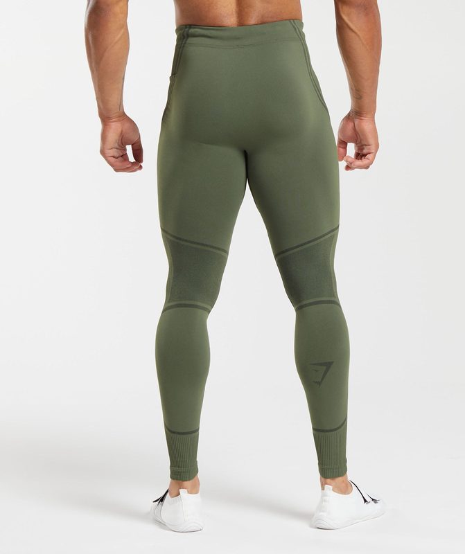 Gymshark 315 Seamless Tights Baselayer Winter Olive/Black | 90JBQFVWN