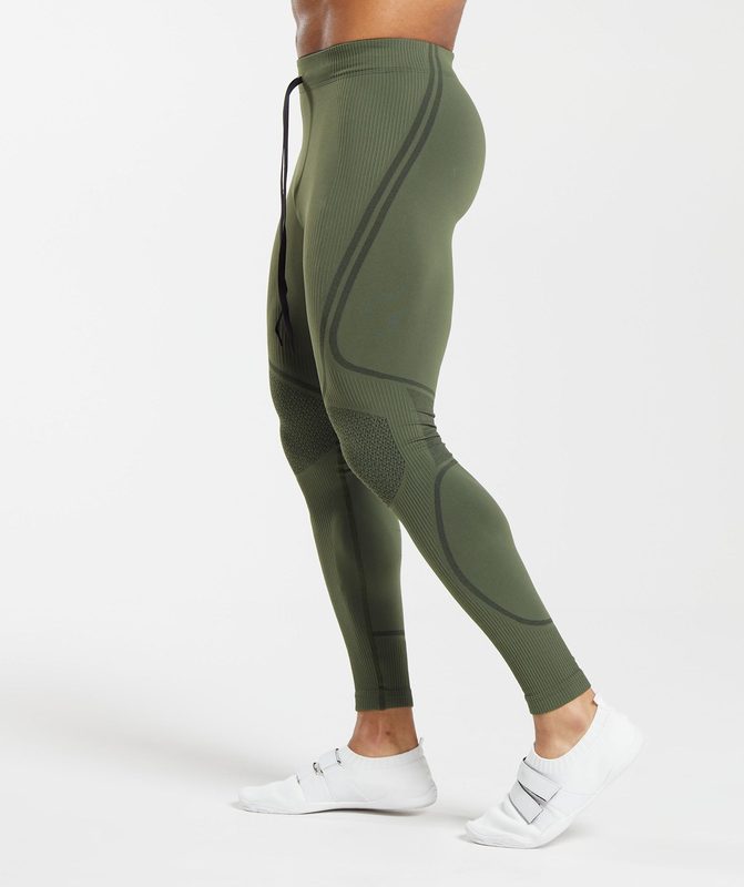 Gymshark 315 Seamless Tights Baselayer Winter Olive/Black | 90JBQFVWN