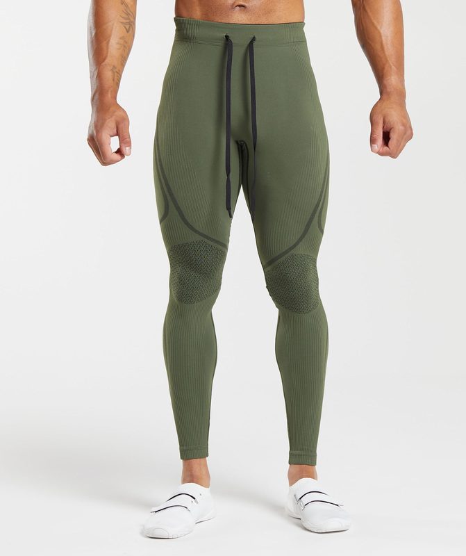 Gymshark 315 Seamless Tights Baselayer Winter Olive/Black | 90JBQFVWN