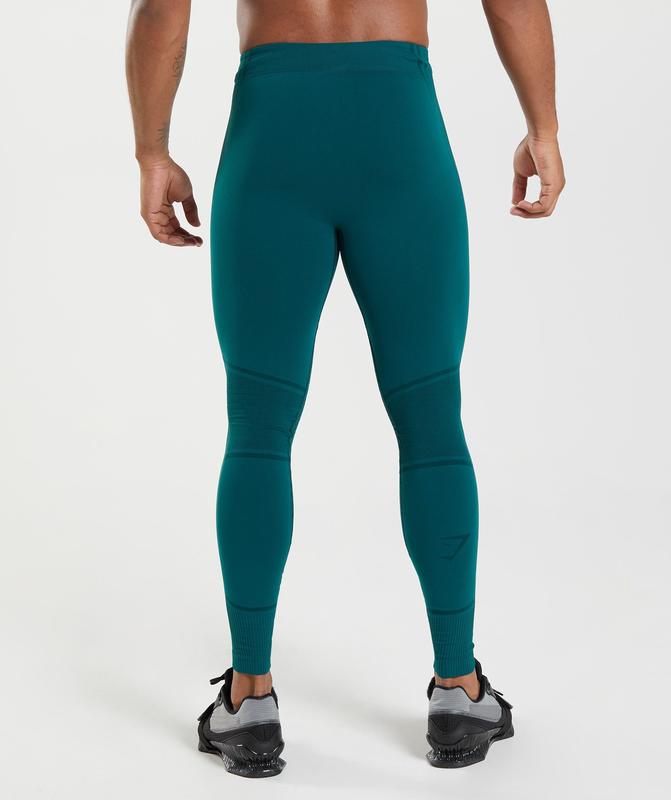 Gymshark 315 Seamless Tights Baselayer Winter Teal/Black | 92SQHDURC