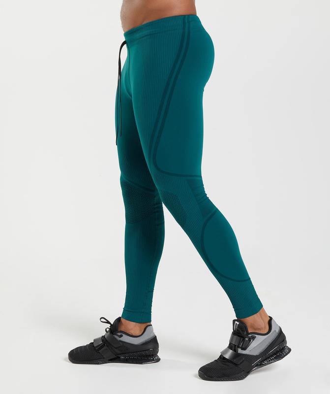 Gymshark 315 Seamless Tights Baselayer Winter Teal/Black | 92SQHDURC