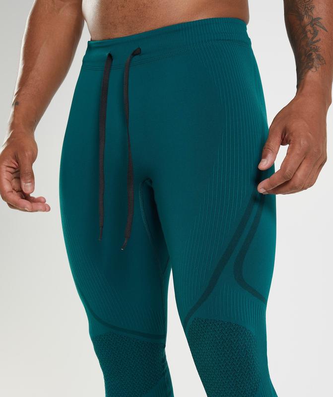 Gymshark 315 Seamless Tights Baselayer Winter Teal/Black | 92SQHDURC